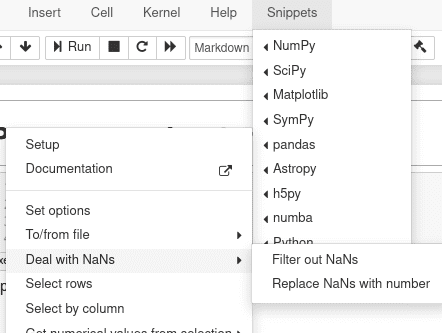 Раскрывшееся списком меню функций библиотеки Pandas Jupyter Notebook